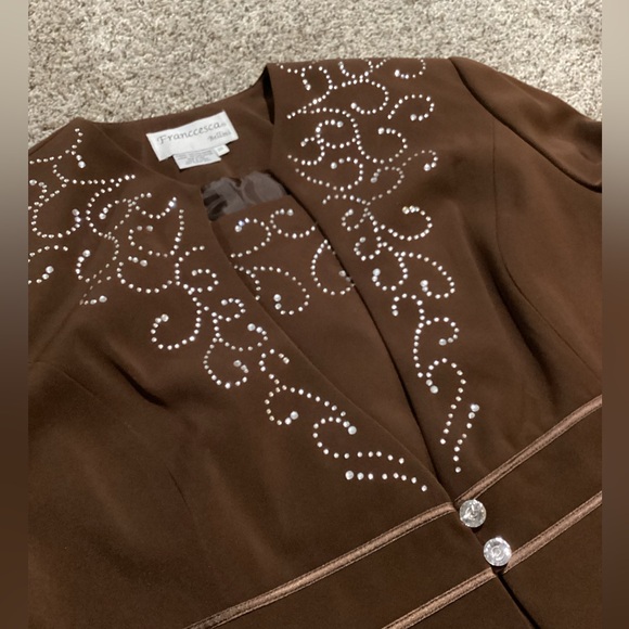 New franccesca Bellini jacket suit women 2 piece plus size 20 Momcore burgundy - Picture 9 of 10